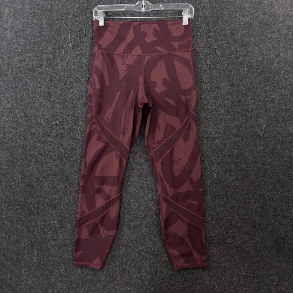 Athleta Tenacity 7/8 Tight Leggings Womens Medium Burgundy Geometric Pockets